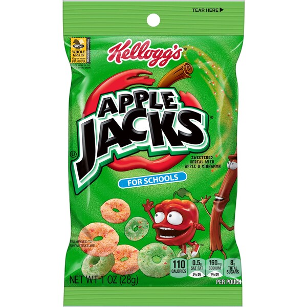 Kellogg's Apple Jacks Reduced Sugar Cereal 1 Oz. Bag, PK96
